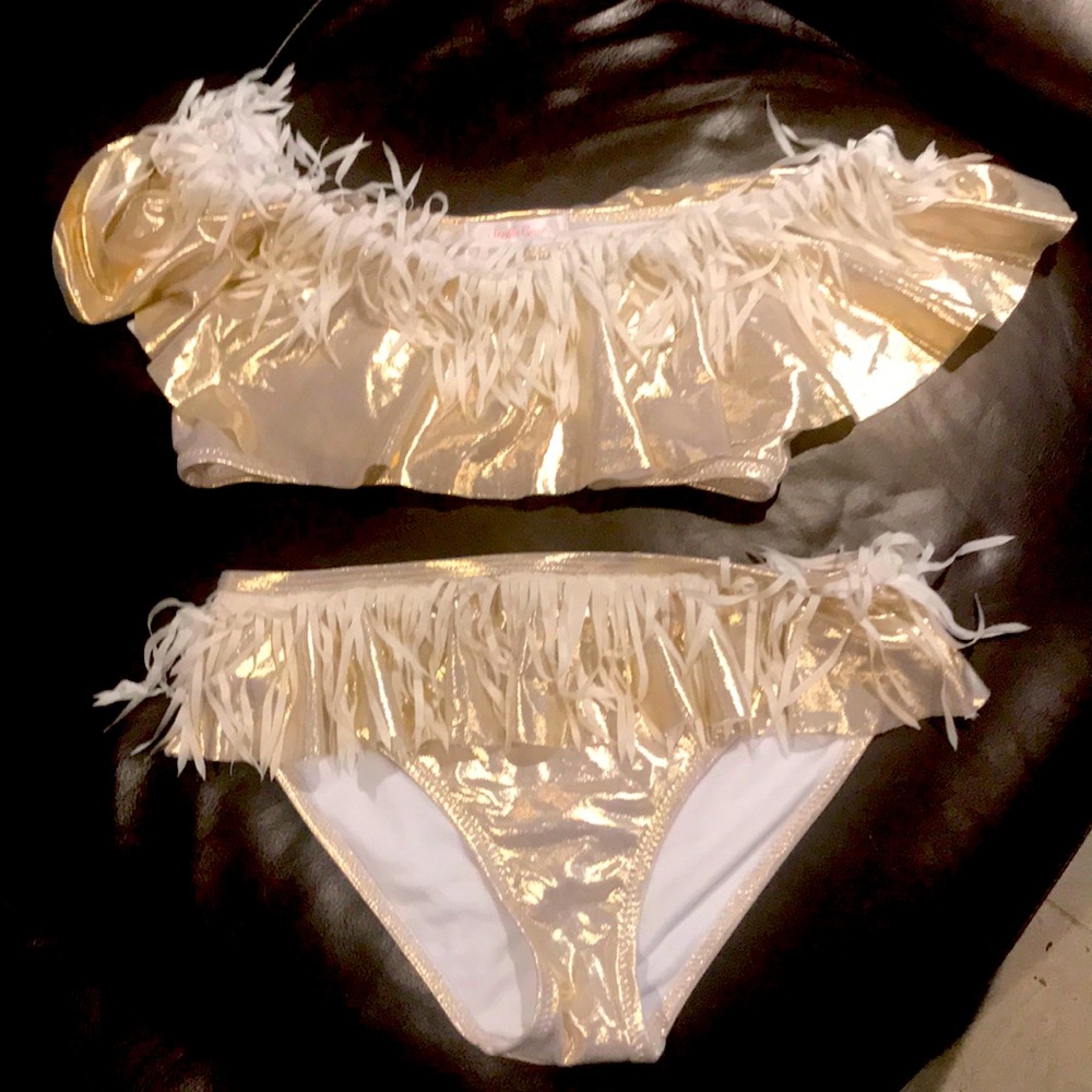 Stella Cove girls 2pc gold Lamma bikini